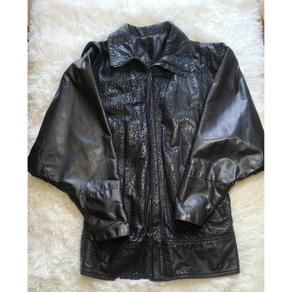 VTG 80's Leather Jacket  T. Edwards Black Men's Small USA